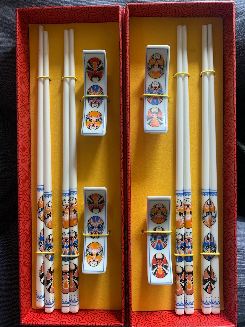 Bright Painted Ceramic Luxury Chinese Chopsticks with Gift Box - Two Sets